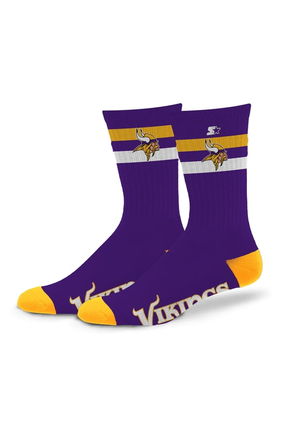 Unisex Starter Minnesota Vikings Team Color Two-Stripe Crew Socks