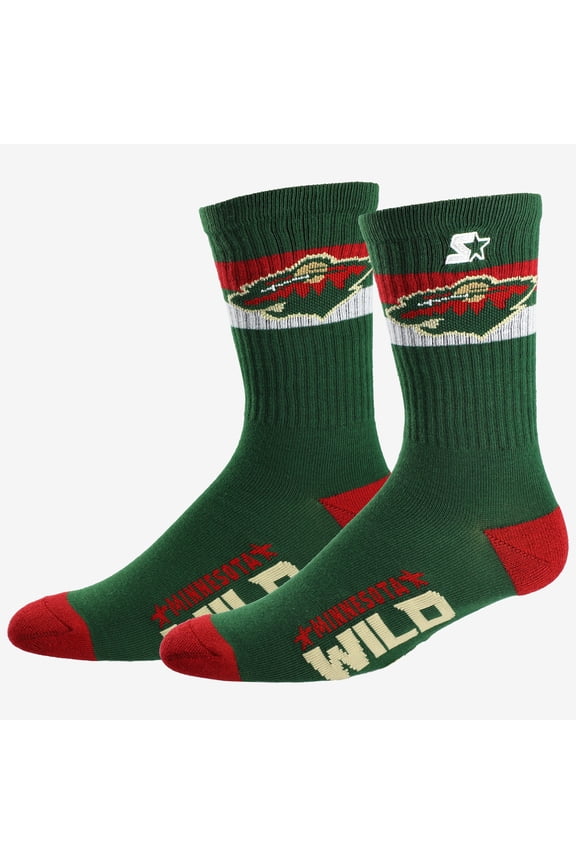 Unisex Starter Minnesota Wild Team Color Two-Stripe Crew Socks