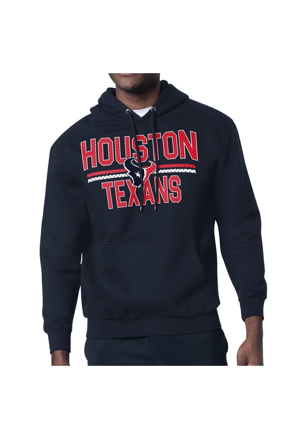Unisex Starter Navy Houston Texans Team Mesh Print Graphic Tri-Blend Pullover Hoodie