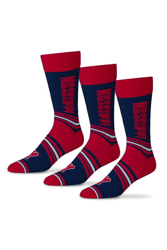 Unisex Starter Navy Ole Miss Rebels Rally Cry 3-Pack Socks Set