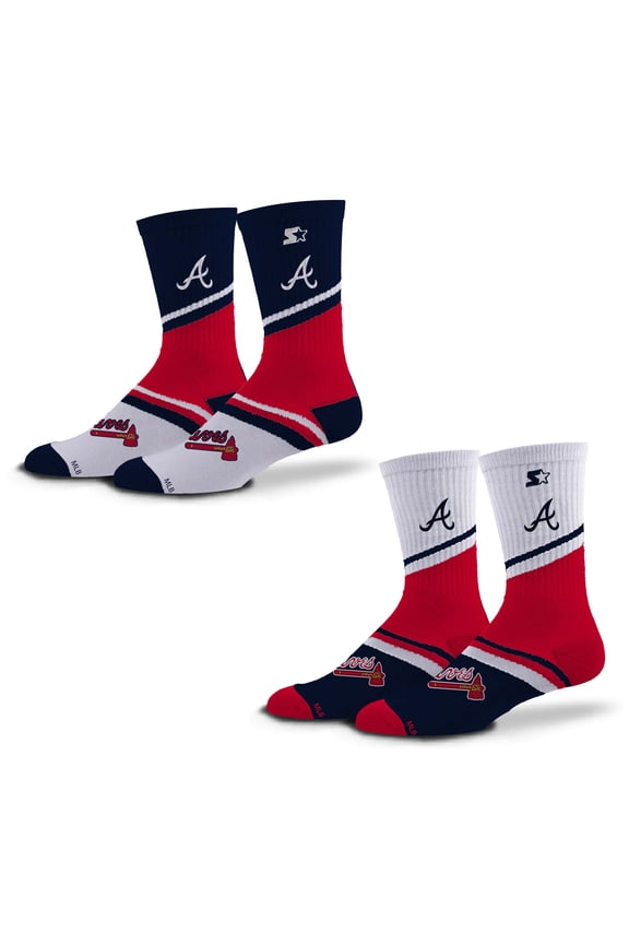 Unisex Starter Navy/Red Atlanta Braves Old School Two-Pack Crew Socks Set