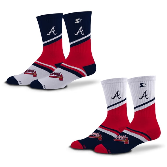 Unisex Starter Navy/Red Atlanta Braves Old School Two-Pack Crew Socks Set
