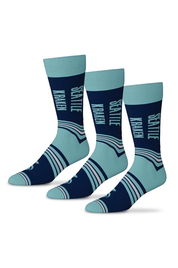 Unisex Starter Navy Seattle Kraken Rally Cry 3-Pack Socks Set