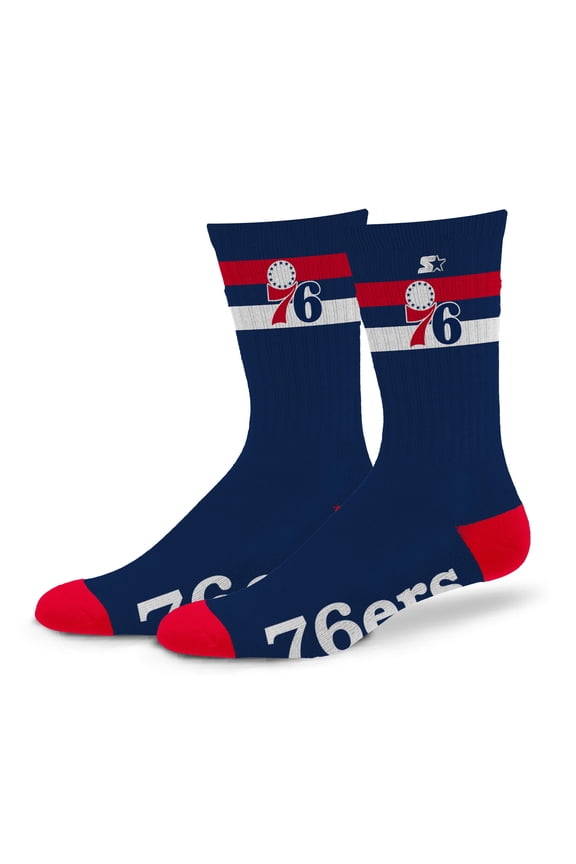 Unisex Starter Philadelphia 76ers Team Color Two-Stripe Crew Socks