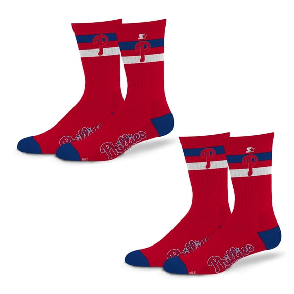 Unisex Starter Philadelphia Phillies Team Color 2-Stripe 2-Pack Crew Socks Set