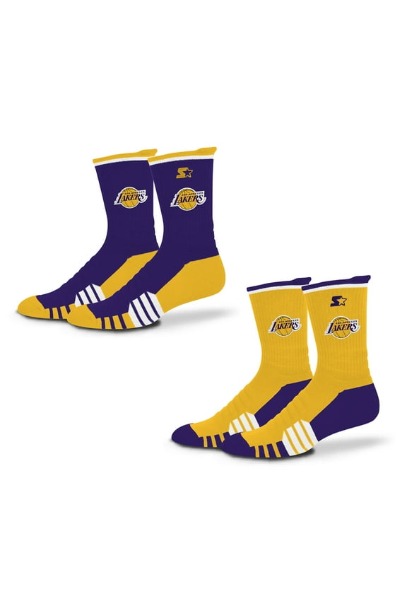 Unisex-Starter Purple/Gold Los Angeles Lakers Breakaway Crew Sock 2 Pack
