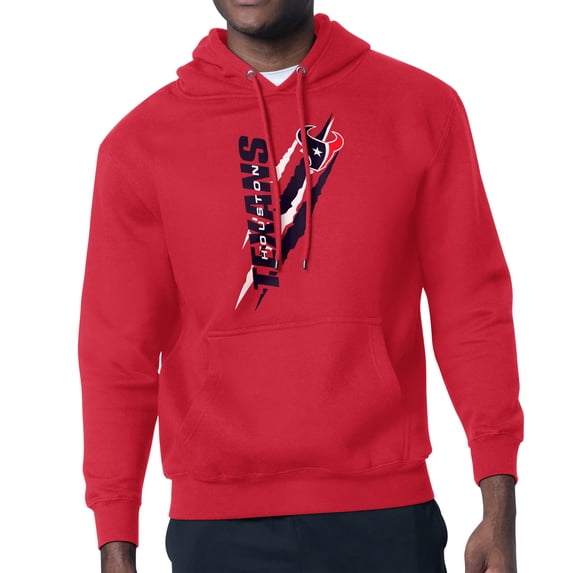 Unisex Starter Red Houston Texans Color Scratch Fleece Pullover Hoodie