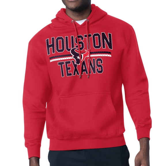 Unisex Starter Red Houston Texans Team Mesh Print Graphic Tri-Blend Pullover Hoodie