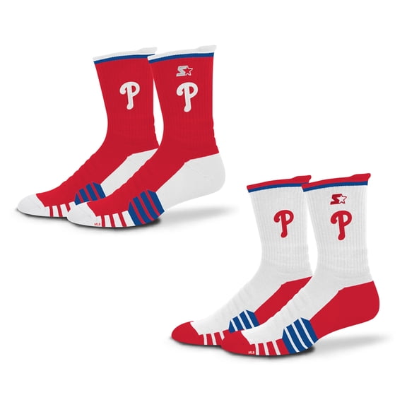 Unisex-Starter Red/White Philadelphia Phillies Breakaway Crew Sock 2 Pack