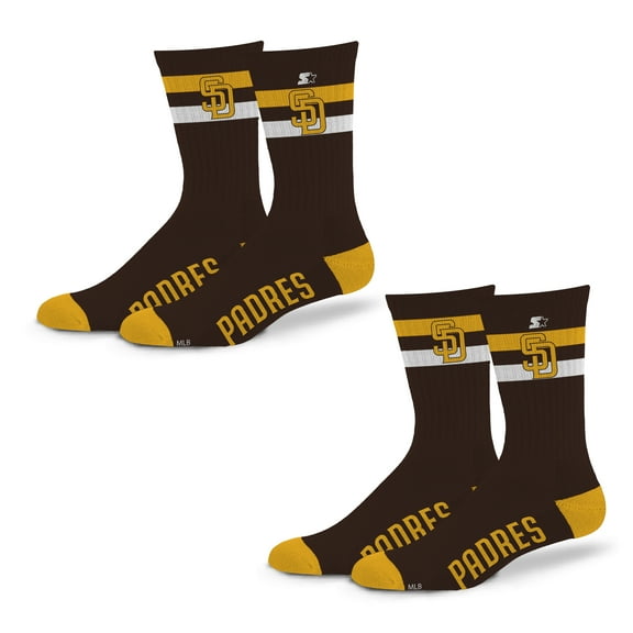 Unisex Starter San Diego Padres Team Color 2-Stripe 2-Pack Crew Socks Set