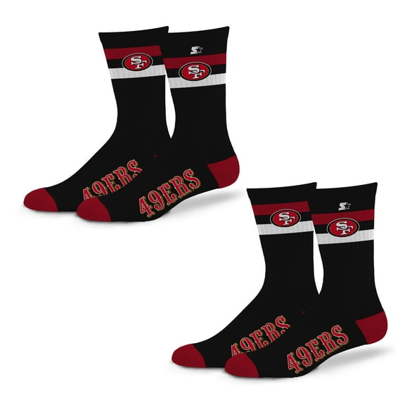 Unisex Starter San Francisco 49ers Team Color 2-Stripe 2-Pack Crew Socks Set