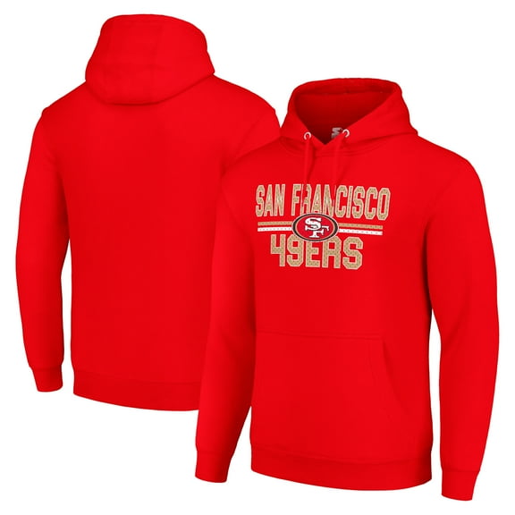 Unisex Starter Scarlet San Francisco 49ers Team Mesh Print Graphic Tri-Blend Pullover Hoodie