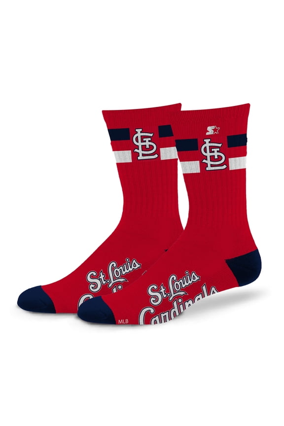 Unisex Starter St. Louis Cardinals Team Color Two-Stripe Crew Socks