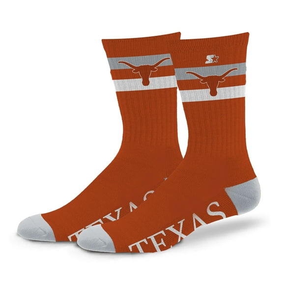 Unisex Starter Texas Longhorns Team Color Two-Stripe Crew Socks