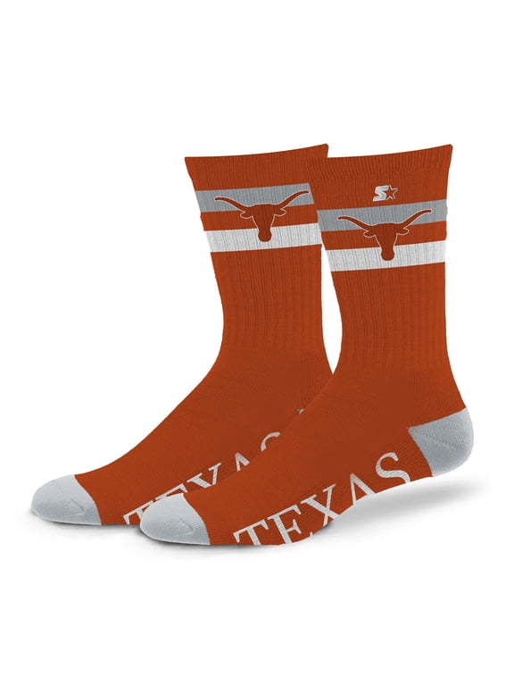 Unisex Starter Texas Longhorns Team Color Two-Stripe Crew Socks