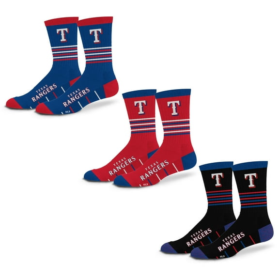 Unisex-Starter  Texas Rangers Stripe Zones Socks 3 Pack