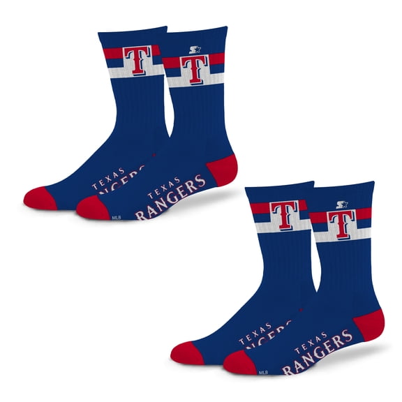 Unisex Starter Texas Rangers Team Color 2-Stripe 2-Pack Crew Socks Set