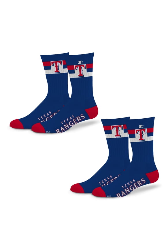 Unisex Starter Texas Rangers Team Color 2-Stripe 2-Pack Crew Socks Set