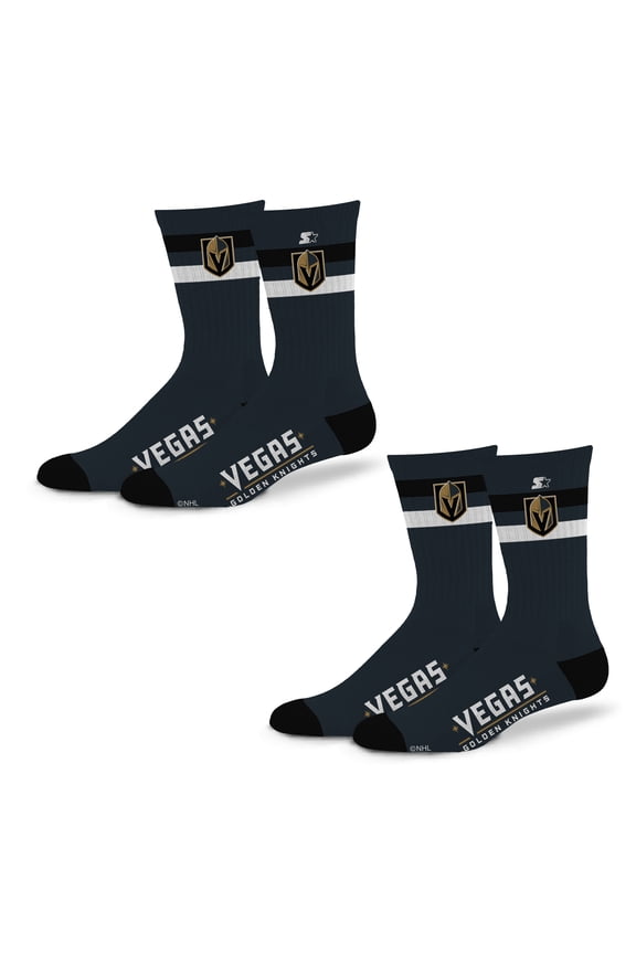 Unisex Starter Vegas Golden Knights Team Color 2-Stripe 2-Pack Crew Socks Set