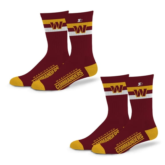Unisex Starter Washington Commanders Team Color 2-Stripe 2-Pack Crew Socks Set