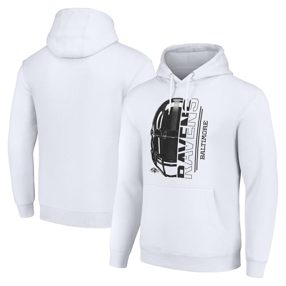 Unisex Starter White Baltimore Ravens Half Helmet Logo Pullover Hoodie