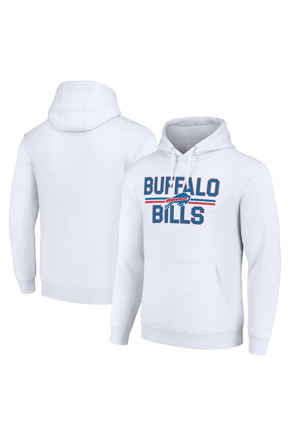 Unisex Starter White Buffalo Bills Team Mesh Print Graphic Tri-Blend Pullover Hoodie