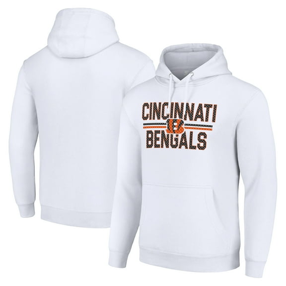 Unisex Starter White Cincinnati Bengals Team Mesh Print Graphic Tri-Blend Pullover Hoodie