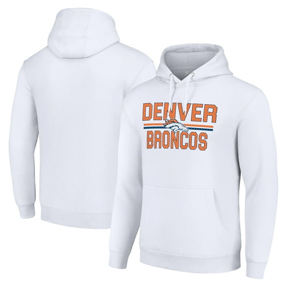 Unisex Starter White Denver Broncos Team Mesh Print Graphic Tri-Blend Pullover Hoodie