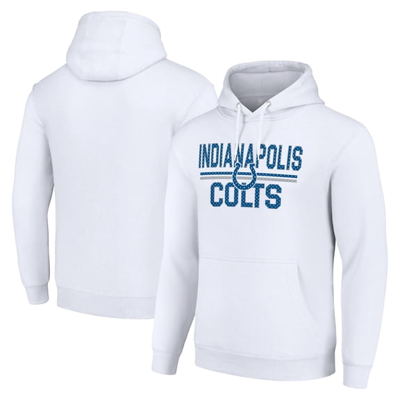 Unisex Starter White Indianapolis Colts Team Mesh Print Graphic Tri-Blend Pullover Hoodie