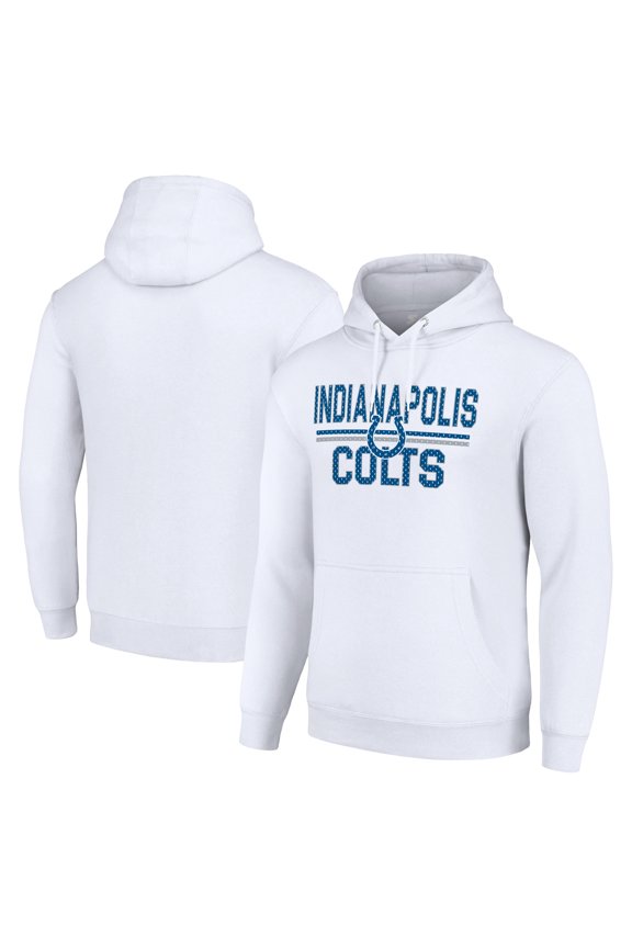 Unisex Starter White Indianapolis Colts Team Mesh Print Graphic Tri-Blend Pullover Hoodie