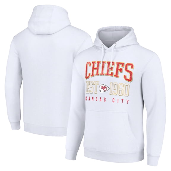 Unisex Starter White Kansas City Chiefs Throwback Logo Pullover Hoodie