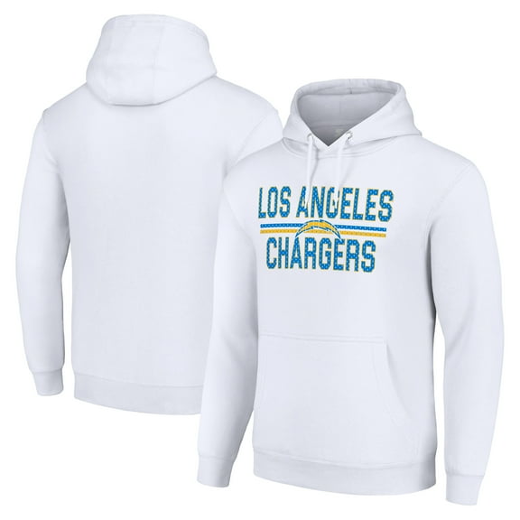 Unisex Starter White Los Angeles Chargers Team Mesh Print Graphic Tri-Blend Pullover Hoodie