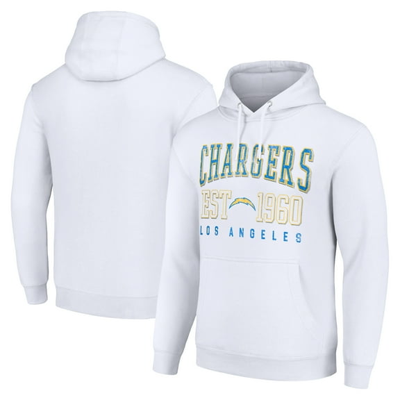 Unisex Starter White Los Angeles Chargers Throwback Logo Pullover Hoodie