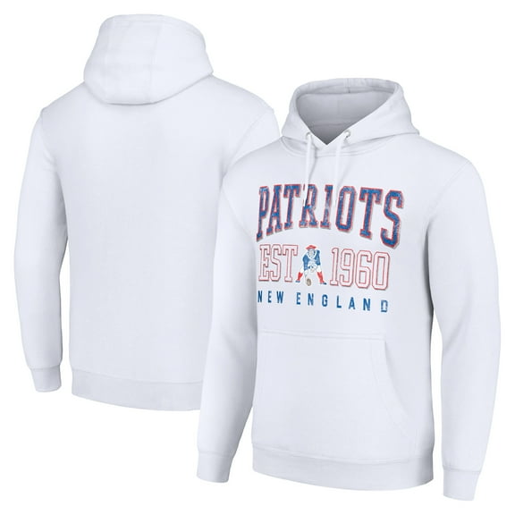Unisex Starter White New England Patriots Throwback Logo Pullover Hoodie