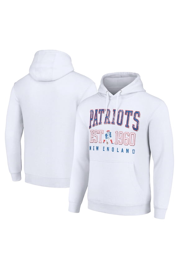 Unisex Starter White New England Patriots Throwback Logo Pullover Hoodie