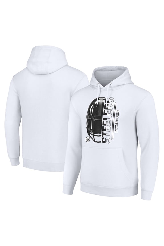 Unisex Starter White Pittsburgh Steelers Half Helmet Logo Pullover Hoodie