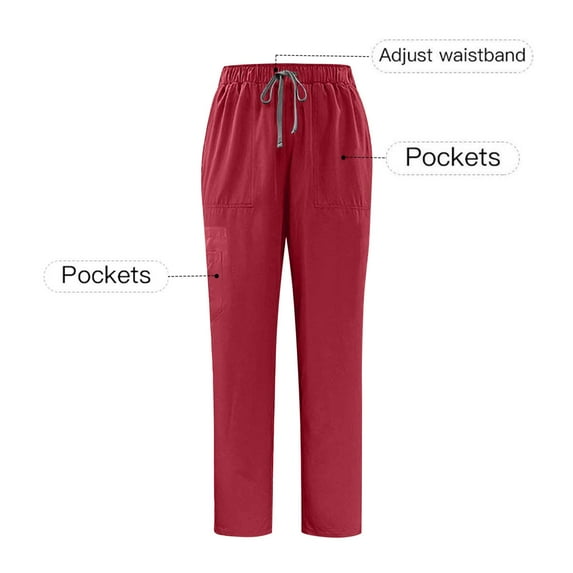 Unisex Straight Leg Drawstring Elastic Waist Multi-Pocket Pants, Nursing Work Trousers for Caregivers, Medical Use, and Utility Wear, Limited Time Offer Under 10 Dollars