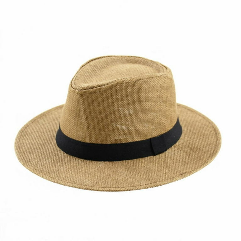 Unisex Straw Sun Hat Classic Flat Beach Hat Mens Garden Hat Cowboy