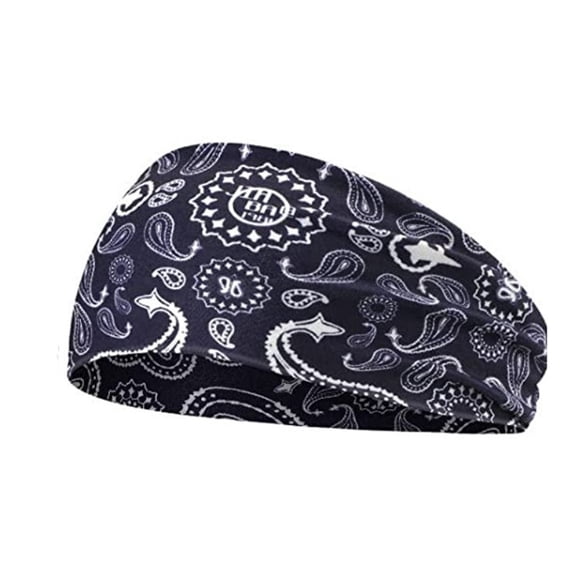 Unisex Stretch Cotton Sports Headband for Running Yoga Fitness, Sweat Absorption Lightweight Breathable Bandana Print Hairband for Workout Gym E