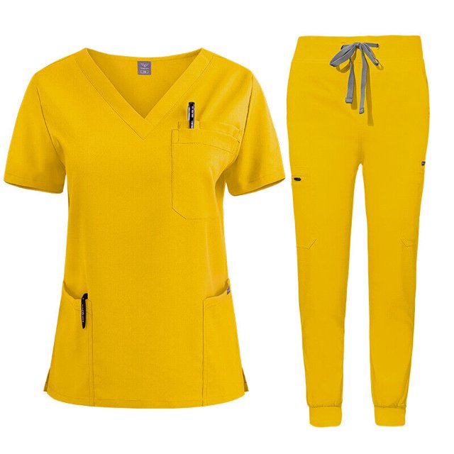 Unisex Stretch Medical Nurse Uniform Scrub Sets Men Women VNeck Top