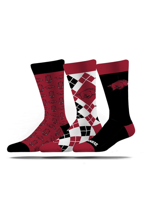 Unisex Strideline Arkansas Razorbacks Business Knit Crew Socks Three-Pack Set