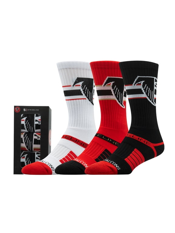 Unisex Strideline Atlanta Falcons Retro Premium 3-Pack Knit Crew Socks Set