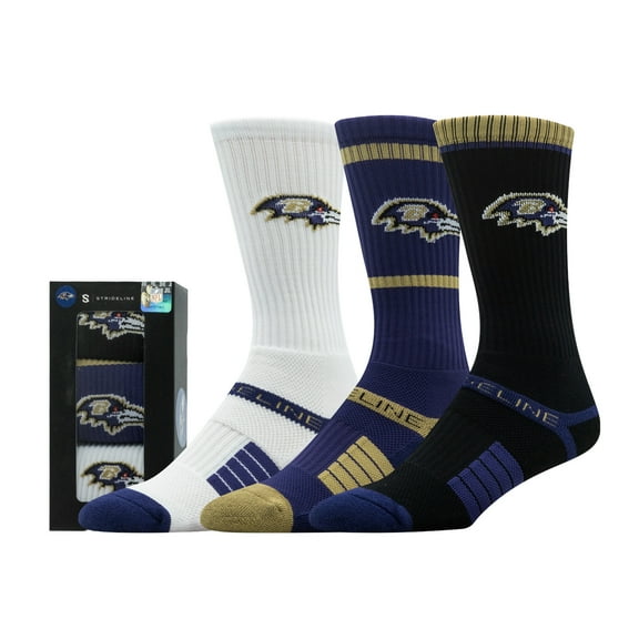 Unisex Strideline Baltimore Ravens Premium 3-Pack Knit Crew Socks Set