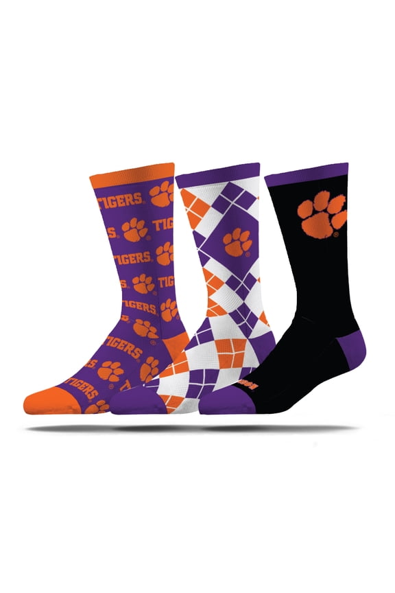 Unisex Strideline Clemson Tigers Business Knit Crew Socks Three-Pack Set