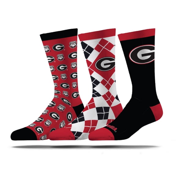 Unisex Strideline Georgia Bulldogs Business Knit Crew Socks Three-Pack Set