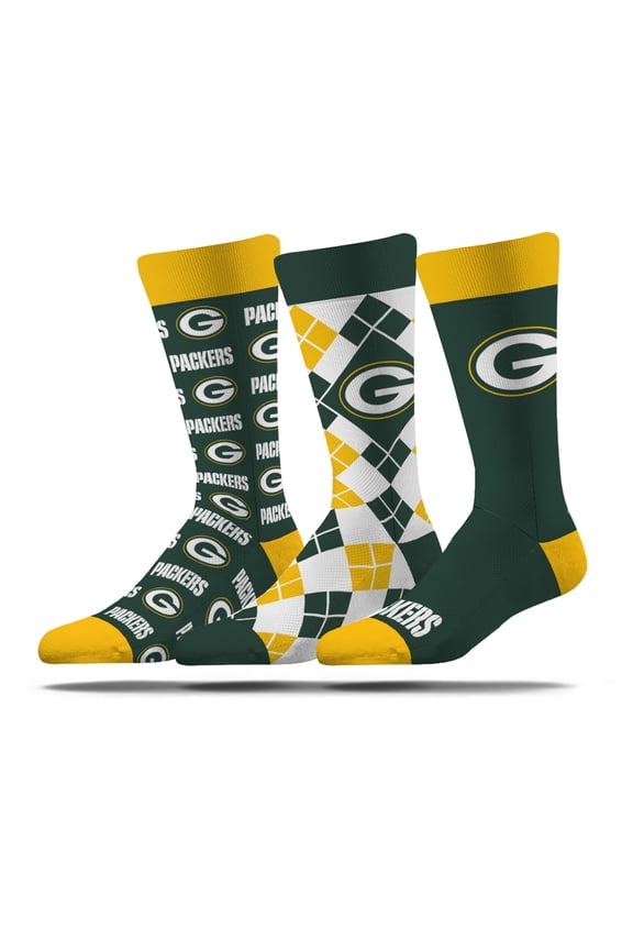 Unisex Strideline Green Bay Packers Business Knit Crew Socks Three-Pack Set