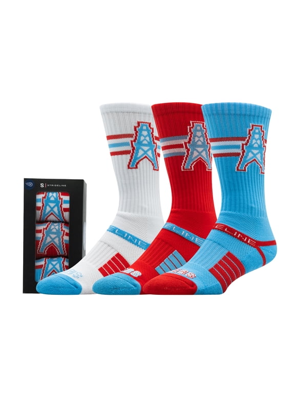 Unisex Strideline Houston Oilers Retro Premium 3-Pack Knit Crew Socks Set