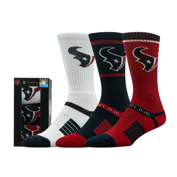 Unisex Strideline Houston Texans Premium 3-Pack Knit Crew Socks Set