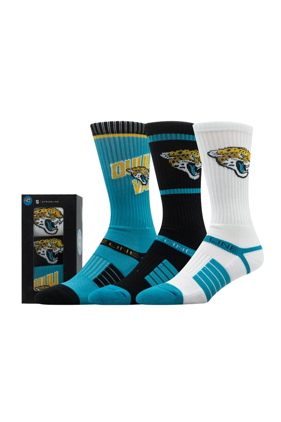 Unisex Strideline Jacksonville Jaguars Premium 3-Pack Knit Crew Socks Set
