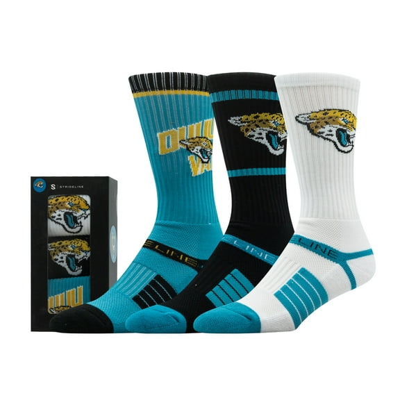 Unisex Strideline Jacksonville Jaguars Premium 3-Pack Knit Crew Socks Set